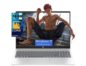 HP OmniBook 5 16 Laptop, 16" FHD + (1920 x 1200) Touchscreen, Intel Core Ultra 7 255U 12-Core Processor, Intel Graphics, 16GB  DDR5  1TB PCIe SSD, Wi-Fi 6 - BT 5.4 - Backlit KB, Windows 11 Pro