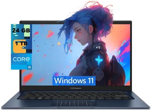 ASUS Vivobook 14 Display, 14" FHD Display, Intel Core i5-1334U 10 cores Processor, Intel Iris Xe Graphics, 24GB DDR4  1TB PCIe SSD, WiFi 5, 720p HD Camera, Windows 11