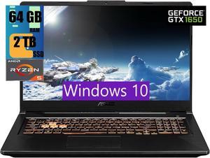 ASUS TUF Gaming A17 Gaming Laptop, 17.3" Full HD 144Hz Display, AMD Ryzen 5 4600H 6-core Processor, GeForce GTX 1650 4GB GDDR6 Graphics, 64GB DDR4  2TB PCIe SSD, RGB Keyboard, Windows 10