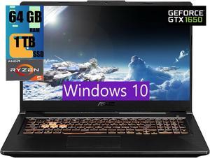 ASUS TUF Gaming A17 Gaming Laptop, 17.3" Full HD 144Hz Display, AMD Ryzen 5 4600H 6-core Processor, GeForce GTX 1650 4GB GDDR6 Graphics, 64GB DDR4  1TB PCIe SSD, RGB Keyboard, Windows 10