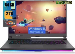 ASUS ROG Strix G17 Gaming Laptop, 17.3" FHD 144Hz Display, AMD Ryzen 7 6800H 8 cores Processor, NVIDIA GeForce RTX 3050 4GB GDDR6, 64GB DDR5  2TB PCIe SSD, RGB Keyboard, Windows 11 Pro