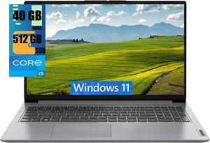 Lenovo IdeaPad 1i 15 Laptop, 15.6" FHD (1920 x 1080) Display, Intel Core i5-1235U 10 core Processor, Intel Iris Xe Graphics, 40GB DDR4  512GB PCIe SSD, Wi-Fi 6 and Bluetooth 5.0, Windows 11