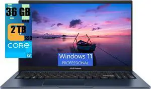 ASUS Vivobook 17 Laptop, 17.3" FHD (1920 x 1080) Display, Intel Core i3-1215U 6 cores Processor,  Intel UHD Graphics, 36GB DDR4  2TB PCIe SSD, HDMI, Webcam, Wi-Fi, Windows 11 Pro