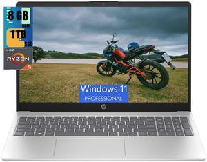 HP 15 Laptop, 15.6" HD (1366 x 768) Touchscreen, AMD Ryzen 5 7520U 4 Cores Processor, AMD Radeon Graphics, 8GB DDR4  1TB PCIe SSD, Bluetooth, Wi-Fi, Windows 11 Pro