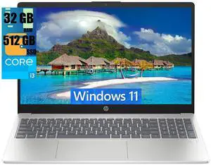 HP 15 Laptop, 15.6" FHD (1920 x 1080) Display, Intel Core i3-N305 8 Cores Processor, Intel UHD Graphics, 32GB DDR4  512GB PCIe SSD, Wi-Fi 6 and Bluetooth 5.3, Fingerprint, Windows 11