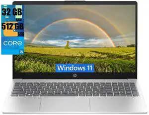 HP 15 Laptop, 15.6" HD Touchscreen, Intel Core i5-1235U 10 cores Processor, Intel Iris Xe Graphics, 32GB DDR4  512GB PCIe SSD, Wi-Fi 6E and Bluetooth 5.3, Windows 11