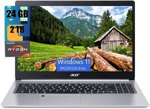 Acer Aspire 5 15 Slim Laptop, 15.6" Full HD Display, AMD Ryzen 7 3700U Quad-Core Mobile Processor, AMD Radeon Graphics, 24GB DDR4  2TB PCIe SSD, Wi-Fi 6 Backlit Keyboard Fingerprint, Windows 11 Pro