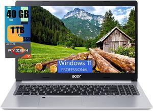 Acer Aspire 5 15 Slim Laptop, 15.6" Full HD Display, AMD Ryzen 7 3700U Quad-Core Mobile Processor, AMD Radeon Graphics, 40GB DDR4  1TB PCIe SSD, Wi-Fi 6 Backlit Keyboard Fingerprint, Windows 11 Pro
