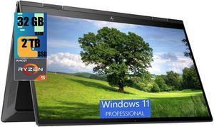HP Envy x360 2-in-1 15 Laptop, 15.6" FHD Touchscreen, AMD Ryzen 5 5625U 6 cores Processor, AMD Radeon Graphics, 32GB DDR4  2TB PCIe SSD, Webcam, Backlit Keyboard, HDMI, Wi-Fi 6, Windows 11 Pro