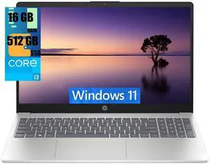 HP 15 Laptop, 15.6" FHD (1920 x 1080) Display, Intel Core i3-N305 8 Cores Processor, Intel UHD Graphics, 16GB DDR4  512GB PCIe SSD, Wi-Fi 6 and Bluetooth 5.3, Fingerprint, Windows 11