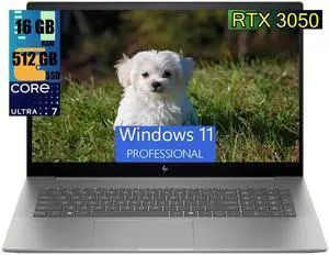 HP Envy 17 Laptop, 17.3" FHD Touchscreen, Intel Core Ultra 7 155U 12-Cores Processor, GeForce RTX 3050 4GB GDDR6, 16GB DDR4  512GB PCIe SSD, Backlit KYB, 2 Thunderbolt 4, WiFi 6E, Windows 11 Pro