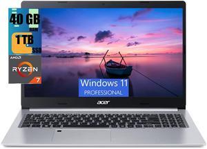 Acer Aspire 5 15 Slim Laptop, 15.6" Full HD Display, AMD Ryzen 7 3700U Quad-Core Mobile Processor, AMD Radeon Graphics, 40GB DDR4  1TB PCIe SSD, Wi-Fi 6 Backlit Keyboard Fingerprint, Windows 11 Pro