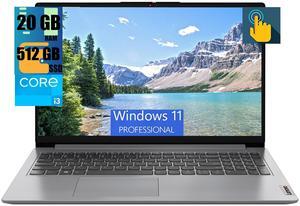 Lenovo Ideapad 1i 15 Laptop, 15.6" FHD (1920x1080) Touchscreen, Intel Core i3-1215U 6-core processor, Intel UHD Graphics, 20GB DDR4  512GB PCIe SSD, Wi-Fi, HDMI, Windows 11 Pro