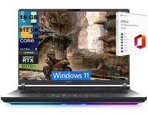 ASUS ROG Strix G16 Gaming Laptop, 16" 2.5K 240Hz, Intel Ultra 9 275HX 24 cores Processor, NVIDIA GeForce RTX 5070 Ti 12GB GDDR7, 16GB DDR5  512GB PCIe SSD, Windows 11 ,Office 2024 License