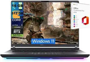 ASUS ROG Strix G16 Gaming Laptop, 16" 2.5K 240Hz, Intel Ultra 9 275HX 24 cores Processor, NVIDIA GeForce RTX 5070 Ti 12GB GDDR7, 16GB DDR5  512GB PCIe SSD, Windows 11 ,Office 2024 License