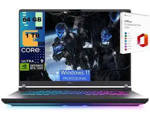 ASUS ROG Strix G16 Gaming Laptop, 16" 2.5K 240Hz, Intel Core Ultra 9 275HX 24 Cores Processor, NVIDIA GeForce RTX 5060 8GB GDDR7, 64GB DDR5  1TB PCIe SSD, Wi-Fi 7, Windows 11 Pro ,Office 2024 License
