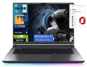 ASUS ROG Strix G18 Gaming Laptop, 18" 2.5K 240Hz, Intel Core Ultra 9-275HX 24 cores Processor, NVIDIA GeForce RTX 5070 8GB GDDR7, 64GB DDR5  1TB PCIe SSD, Wi-Fi 7, Windows 11 Pro ,Office 2024 License