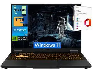 ASUS TUF F16 Gaming Laptop, 16" FHD+ 165Hz, Intel Core i5-13450HX Processor, NVIDIA GeForce RTX 5050 8GB GDDR6, 16GB DDR5  1TB PCIe SSD, Wi-Fi 6E, Windows 11 ,Office 2024 License