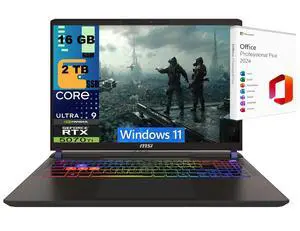 MSI Vector 16 Gaming Laptop, 16" 240Hz QHD+, Intel Ultra 9- 275HX 24-Cores Processor, NVIDIA GeForce RTX 5070 Ti 12GB GDDR7, 16GB DDR5 2TB PCIe SSD, Wi-Fi 7, Windows 11 ,Office 2024 License MSI Vector 16 Gaming Laptop, 16" 240Hz QHD+, Intel Ultra 9- 275HX 24-Cores Processor, NVIDIA GeForce RTX 5070 Ti 12GB GDDR7, 16GB DDR5 2TB PCIe SSD, Wi-Fi 7, Windows 11 ,Office 2024 License