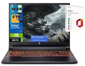 Acer Nitro V 16 Gaming Laptop, 16" WUXGA 180Hz Display, Intel Core 9 270H 14-Cores Processor, NVIDIA GeForce RTX 5070 8 GB GDDR7, 32GB DDR5  4TB  PCIe SSD, Wi-Fi 6, Windows 11 Pro ,Office 2024 License