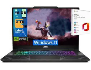 MSI Cyborg 17 Gaming Laptop, 17.3" FHD 144Hz, Intel Core 7-240H 10-Cores Processor, NVIDIA GeForce RTX 5060 8 GB GDDR7, 16GB DDR5  2TB PCIe SSD, Wi-Fi 6E, Windows 11 ,Office 2024 License