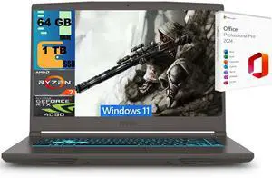MSI Thin A15 Gaming Laptop, 15.6" FHD 144Hz, AMD Ryzen 7 7735HS 8 Cores Processor, NVIDIA GeForce RTX 4050 6GB GDDR6, 64GB DDR5  1TB PCIe SSD, Cooler Boost 5, Windows 11 ,Office 2024 License