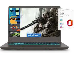 MSI Thin A15 Gaming Laptop, 15.6" FHD 144Hz, AMD Ryzen 7 7735HS 8 Cores Processor, NVIDIA GeForce RTX 4050 6GB GDDR6, 32GB DDR5  512GB PCIe SSD, Cooler Boost 5, Windows 11 ,Office 2024 License