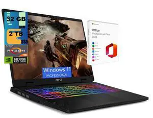MSI Crosshair A16 Gaming Laptop, 16" QHD+ 240Hz, AMD Ryzen 9 8940HX 16-Core Processor, NVIDIA GeForce RTX 5060 8 GB GDDR7, 32GB DDR5 2TB PCIe SSD, Wi-Fi 6E, Windows 11 Pro ,Office 2024 License MSI Crosshair A16 Gaming Laptop, 16" QHD+ 240Hz, AMD Ryzen 9 8940HX 16-Core Processor, NVIDIA GeForce RTX 5060 8 GB GDDR7, 32GB DDR5 2TB PCIe SSD, Wi-Fi 6E, Windows 11 Pro ,Office 2024 License