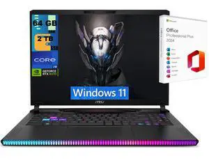 MSI Raider GE68 HX 16 Gaming Laptop, 16" UHD+ 120Hz, Intel core i9-14900HX 24 Cores Processor, RTX 4070 8GB GDDR6, 64GB DDR5  2TB PCIe SSD,RGB Backlit KB, Windows 11 ,Office 2024 License