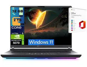 ASUS ROG Strix G16 Gaming Laptop, 16" 2.5K 240Hz, Intel Core Ultra 9 275HX 24 cores Processor, NVIDIA GeForce RTX 5070 8 GB, 32GB DDR5  2TB PCIe SSD, Backlit KB, Windows 11 ,Office 2024 License