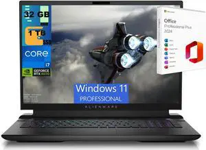 Alienware M18 Gaming Laptop, 18" QHD+ 165Hz, Intel Core i7-14700HX 20 core Processor, NVIDIA GeForce RTX 4070 8GB GDDR6, 32GB DDR5  1TB PCIe SSD, Backlit KB, Windows 11 Pro ,Office 2024 License