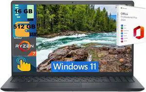 Dell Inspiron 15 Laptop, 15.6" Full HD Touchscreen, AMD Ryzen 7 7730U Octa-Core Processor, AMD Radeon Graphics, 16GB DDR4 512GB PCIe SSD, Wi-Fi 5 + Bluetooth 5, Windows 11 ,Office 2024 License Dell Inspiron 15 Laptop, 15.6" Full HD Touchscreen, AMD Ryzen 7 7730U Octa-Core Processor, AMD Radeon Graphics, 16GB DDR4 512GB PCIe SSD, Wi-Fi 5 + Bluetooth 5, Windows 11 ,Office 2024 License
