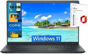 Dell Inspiron 15 Laptop, 15.6" FHD Touchscreen, Intel Core i7-1355U 10 Cores Processor, Intel Iris Xe Graphics, 16GB DDR4  2TB PCIe SSD, Webcam, Wi-Fi 6, Windows 11 ,Office 2024 License