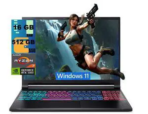 Acer Nitro 16 Gaming Laptop, 16" WUXGA 180Hz Display, AMD Ryzen 7 260 Octa-Core Processor, NVIDIA GeForce RTX 5060 8 GB GDDR7, 16GB DDR5 512GB PCIe SSD, Wi-Fi 6, Windows 11 Acer Nitro 16 Gaming Laptop, 16" WUXGA 180Hz Display, AMD Ryzen 7 260 Octa-Core Processor, NVIDIA GeForce RTX 5060 8 GB GDDR7, 16GB DDR5 512GB PCIe SSD, Wi-Fi 6, Windows 11
