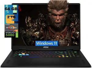 MSI Vector A18 Gaming Laptop, 18" QHD+ (2560x1600) 240Hz, AMD Ryzen 9 9955HX 16 Cores Processor, RTX 5080 16GB GDDR7, 64GB DDR5 2 TB PCIe SSD, Wi-Fi 7, Windows 11 MSI Vector A18 Gaming Laptop, 18" QHD+ (2560x1600) 240Hz, AMD Ryzen 9 9955HX 16 Cores Processor, RTX 5080 16GB GDDR7, 64GB DDR5 2 TB PCIe SSD, Wi-Fi 7, Windows 11