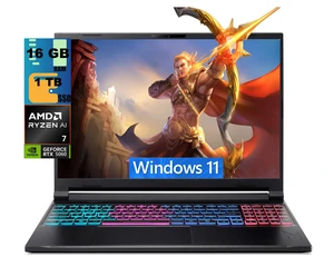 Acer Nitro V 16 Gaming Laptop, 16" WUXGA 180Hz Display, AMD Ryzen AI 7 350 8 cores Processor, NVIDIA GeForce RTX 5060 8 GB, 16GB DDR5 1 TB PCIe SSD, Wi-Fi 6E, Windows 11 Acer Nitro V 16 Gaming Laptop, 16" WUXGA 180Hz Display, AMD Ryzen AI 7 350 8 cores Processor, NVIDIA GeForce RTX 5060 8 GB, 16GB DDR5 1 TB PCIe SSD, Wi-Fi 6E, Windows 11