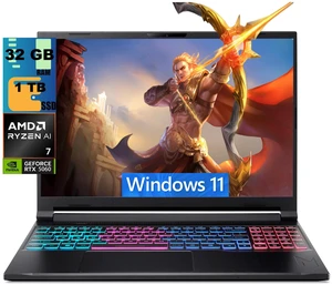 Acer Nitro V 16 Gaming Laptop, 16" WUXGA 180Hz Display, AMD Ryzen AI 7 350 8 cores Processor, NVIDIA GeForce RTX 5060 8 GB, 32GB DDR5 1 TB PCIe SSD, Wi-Fi 6E, Windows 11 Acer Nitro V 16 Gaming Laptop, 16" WUXGA 180Hz Display, AMD Ryzen AI 7 350 8 cores Processor, NVIDIA GeForce RTX 5060 8 GB, 32GB DDR5 1 TB PCIe SSD, Wi-Fi 6E, Windows 11