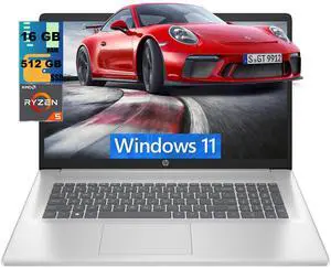 HP 17 Laptop, 17.3" FHD (1920x1080) Display, AMD Ryzen 5 7430U 6 cores Processor, AMD Radeon Graphics, 16GB DDR4 512GB PCIe SSD, Wi-Fi 6, Windows 11 HP 17 Laptop, 17.3" FHD (1920x1080) Display, AMD Ryzen 5 7430U 6 cores Processor, AMD Radeon Graphics, 16GB DDR4 512GB PCIe SSD, Wi-Fi 6, Windows 11
