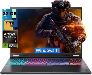 Acer Nitro 16S Gaming Laptop, 16" WUXGA 180Hz Display, AMD Ryzen AI 7 350 8-core Processor, NVIDIA GeForce RTX 5060 8 GB GDDR7, 32GB DDR5 1 TB PCIe SSD, Wi-Fi 6E, Windows 11 Acer Nitro 16S Gaming Laptop, 16" WUXGA 180Hz Display, AMD Ryzen AI 7 350 8-core Processor, NVIDIA GeForce RTX 5060 8 GB GDDR7, 32GB DDR5 1 TB PCIe SSD, Wi-Fi 6E, Windows 11