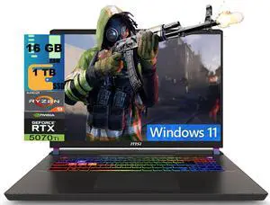 Msi Vector A16 Gaming Laptop, 16.0" QHD+ 240Hz, AMD Ryzen 9 8940HX 16 Cores Processor, NVIDIA GeForce RTX 5070 Ti 12GB GDDR7, 16GB DDR5 1 TB PCIe SSD, Wi-Fi 7, Windows 11 Msi Vector A16 Gaming Laptop, 16.0" QHD+ 240Hz, AMD Ryzen 9 8940HX 16 Cores Processor, NVIDIA GeForce RTX 5070 Ti 12GB GDDR7, 16GB DDR5 1 TB PCIe SSD, Wi-Fi 7, Windows 11