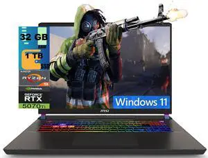Msi Vector A16 Gaming Laptop, 16.0" QHD+ 240Hz, AMD Ryzen 9 8940HX 16 Cores Processor, NVIDIA GeForce RTX 5070 Ti 12GB GDDR7, 32GB DDR5 1 TB PCIe SSD, Wi-Fi 7, Windows 11 Msi Vector A16 Gaming Laptop, 16.0" QHD+ 240Hz, AMD Ryzen 9 8940HX 16 Cores Processor, NVIDIA GeForce RTX 5070 Ti 12GB GDDR7, 32GB DDR5 1 TB PCIe SSD, Wi-Fi 7, Windows 11