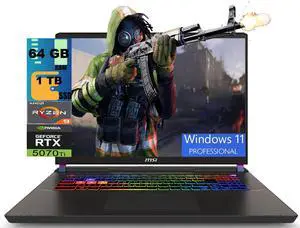 Msi Vector A16 Gaming Laptop, 16.0" QHD+ 240Hz, AMD Ryzen 9 8940HX 16 Cores Processor, NVIDIA GeForce RTX 5070 Ti 12GB GDDR7, 64GB DDR5 1 TB PCIe SSD, Wi-Fi 7, Windows 11 Pro Msi Vector A16 Gaming Laptop, 16.0" QHD+ 240Hz, AMD Ryzen 9 8940HX 16 Cores Processor, NVIDIA GeForce RTX 5070 Ti 12GB GDDR7, 64GB DDR5 1 TB PCIe SSD, Wi-Fi 7, Windows 11 Pro