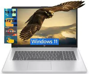 HP 17 Laptop, 17.3" HD+ Touchscreen, AMD Ryzen 5 7430U 6 cores Processor, AMD Radeon Graphics, 16GB DDR4 512GB PCIe SSD, Wi-Fi 6, Windows 11 HP 17 Laptop, 17.3" HD+ Touchscreen, AMD Ryzen 5 7430U 6 cores Processor, AMD Radeon Graphics, 16GB DDR4 512GB PCIe SSD, Wi-Fi 6, Windows 11