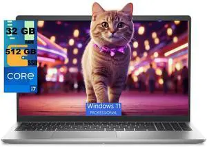 Dell 15 Laptop, 15.6" FHD (1920 x 1080) Display, Intel Core i7-1355U 10 cores Processor, Intel UHD Graphics, 32GB DDR4 512GB PCIe SSD, Wi-Fi 6, Windows 11 Pro Dell 15 Laptop, 15.6" FHD (1920 x 1080) Display, Intel Core i7-1355U 10 cores Processor, Intel UHD Graphics, 32GB DDR4 512GB PCIe SSD, Wi-Fi 6, Windows 11 Pro