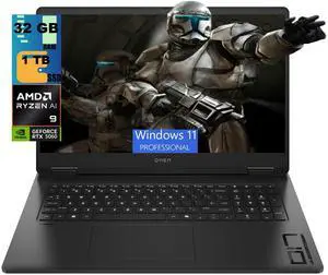 HP OMEN 17 Gaming Laptop, 17.3" FHD (1920 x 1080) 144 Hz, AMD Ryzen AI 9 365 10-Core Processor, NVIDIA GeForce RTX 5060 8GB GDDR7, 32GB DDR5 1 TB PCIe SSD, Wi-Fi 6E, Windows 11 Pro HP OMEN 17 Gaming Laptop, 17.3" FHD (1920 x 1080) 144 Hz, AMD Ryzen AI 9 365 10-Core Processor, NVIDIA GeForce RTX 5060 8GB GDDR7, 32GB DDR5 1 TB PCIe SSD, Wi-Fi 6E, Windows 11 Pro