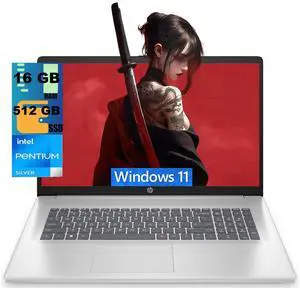 HP 17 Laptop, 17.3" HD+ Touchscreen, Intel Pentium Silver N5030 4 cores Processor, Intel UHD Graphics, 16GB DDR4 512GB PCIe SSD, 802.11AC WiFi, Bluetooth 5.0, Windows 11 HP 17 Laptop, 17.3" HD+ Touchscreen, Intel Pentium Silver N5030 4 cores Processor, Intel UHD Graphics, 16GB DDR4 512GB PCIe SSD, 802.11AC WiFi, Bluetooth 5.0, Windows 11