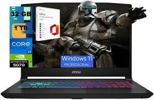 MSI Katana 15 Gaming Laptop, 15.6" QHD 165Hz, Intel Core i7-14650HX 16 cores Processor, NVIDIA GeForce RTX 5070 8GB GDDR7, 32GB DDR5 1 TB PCIe SSD, RGB Backlit KB, Windows 11 Pro, Office 2024 License MSI Katana 15 Gaming Laptop, 15.6" QHD 165Hz, Intel Core i7-14650HX 16 cores Processor, NVIDIA GeForce RTX 5070 8GB GDDR7, 32GB DDR5 1 TB PCIe SSD, RGB Backlit KB, Windows 11 Pro, Office 2024 License