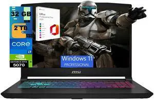 MSI Katana 15 Gaming Laptop, 15.6" QHD 165Hz, Intel Core i7-14650HX 16 cores Processor, NVIDIA GeForce RTX 5070 8GB GDDR7, 32GB DDR5 2 TB PCIe SSD, RGB Backlit KB, Windows 11 Pro, Office 2024 License MSI Katana 15 Gaming Laptop, 15.6" QHD 165Hz, Intel Core i7-14650HX 16 cores Processor, NVIDIA GeForce RTX 5070 8GB GDDR7, 32GB DDR5 2 TB PCIe SSD, RGB Backlit KB, Windows 11 Pro, Office 2024 License