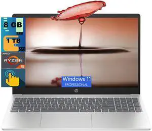 HP 15 Laptop, 15.6" HD (1366 x 768) Touchscreen, AMD Ryzen 5 7520U 4 Cores Processor, AMD Radeon Graphics, 8GB DDR5 1TB PCIe SSD, Bluetooth, Wi-Fi, Windows 11 Pro HP 15 Laptop, 15.6" HD (1366 x 768) Touchscreen, AMD Ryzen 5 7520U 4 Cores Processor, AMD Radeon Graphics, 8GB DDR5 1TB PCIe SSD, Bluetooth, Wi-Fi, Windows 11 Pro