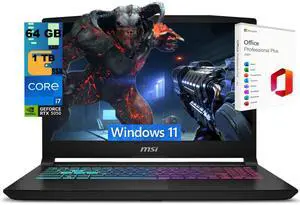 MSI Katana 15 Gaming Laptop, 15.6" FHD 144Hz, Intel Core i7-14650HX 16 cores Processor, NVIDIA GeForce RTX 5050 8GB GDDR7 Graphics, 64GB DDR5 1 TB PCIe SSD, Windows 11, Office 2021 License MSI Katana 15 Gaming Laptop, 15.6" FHD 144Hz, Intel Core i7-14650HX 16 cores Processor, NVIDIA GeForce RTX 5050 8GB GDDR7 Graphics, 64GB DDR5 1 TB PCIe SSD, Windows 11, Office 2021 License